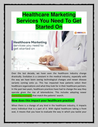 Healthcare Marketing Services You Need To Get Started On