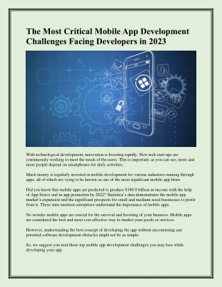 The Most Critical Mobile App Development Challenges Facing Developers in 2023