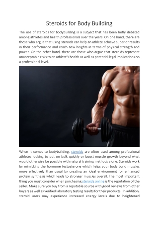 Steroids for Body Building