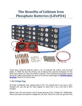 The Benefits of Lithium Iron Phosphate Batteries (LiFePO4)