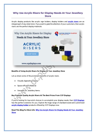 Why Use Acrylic Risers for Display Needs At Your Jewellery Store