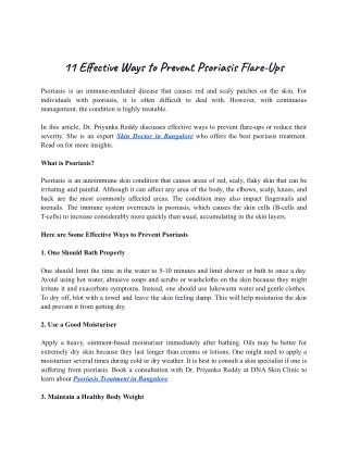 11 Effective Ways to Prevent Psoriasis Flare-Ups