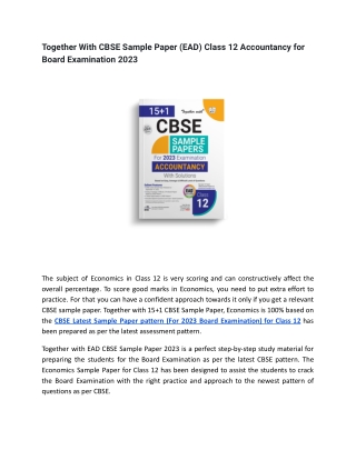 ‘Together with’ CBSE Sample Papers | 2023 Board Exams | Class 12 Accountancy