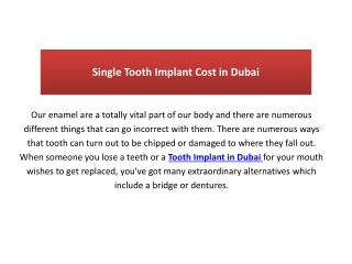 Single Tooth Implant Cost in Dubai