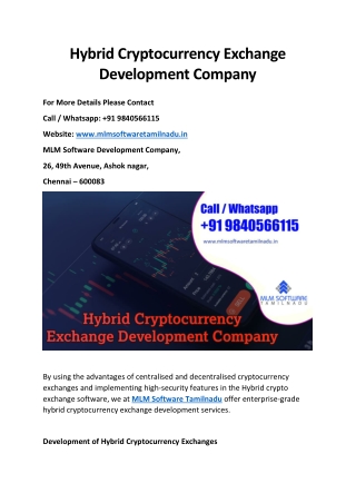 Hybrid Cryptocurrency Exchange Development Company