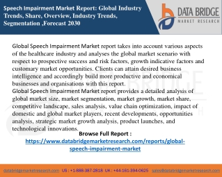 Speech Impairment Market report