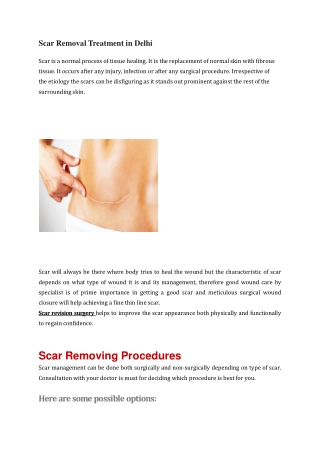 Scar Removal Treatment in Delhi