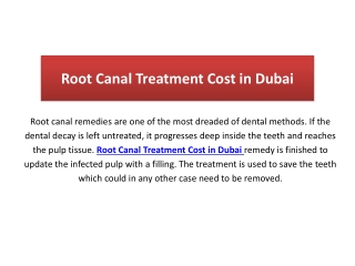Root Canal Treatment Cost Dubai