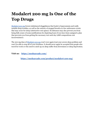 Modalert 200 mg Is One of the Top Drugs