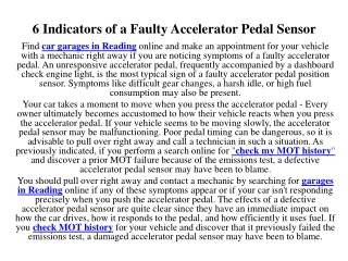 6 Indicators of a Faulty Accelerator Pedal Sensor