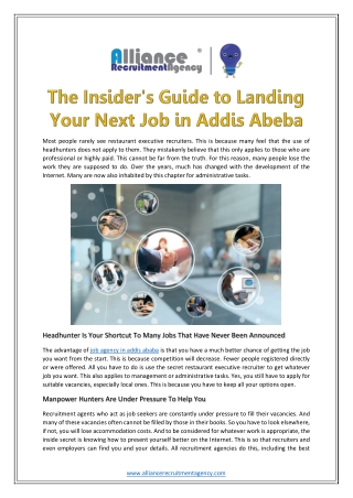 The Insider's Guide to Landing Your Next Job in Addis Abeba