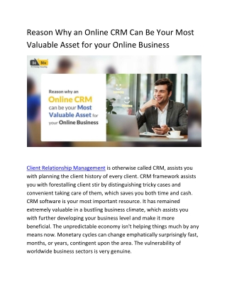 Reason Why an Online CRM Can Be Your Most Valuable Asset for your Online Business