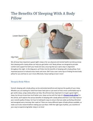 The Benefits Of Sleeping With A Body Pillow