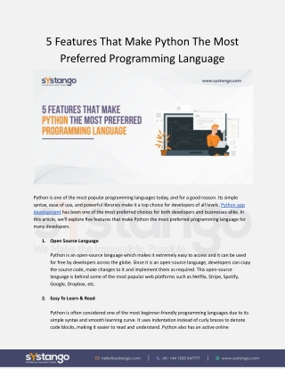 5 Features That Make Python The Most Preferred Programming Language
