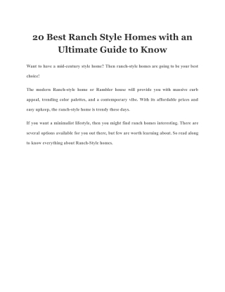 20 Best Ranch Style Homes with an Ultimate Guide to Know