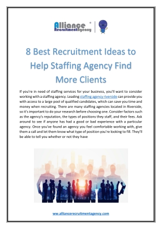 8 Best Recruitment Ideas to Help Staffing Agency Find More Clients
