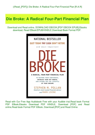 ((Read_[PDF])) Die Broke A Radical Four-Part Financial Plan [R.A.R]
