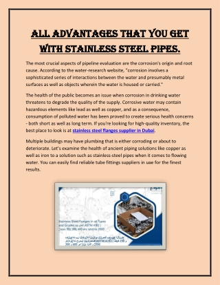 All advantages that you get with stainless steel pipes