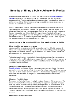 Public Adjuster In Florida