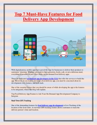 Top 7 Must-Have Features for Food Delivery App Development