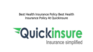 Best Health Insurance Policy At Quickinsure