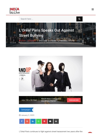 L'Oréal Paris Speaks Out Against Street Bullying