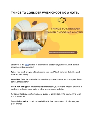 THINGS TO CONSIDER WHEN CHOOSING A HOTEL