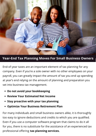 Year-End Tax Planning Moves For Small Business Owners