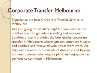 Corporate Transfer Melbourne