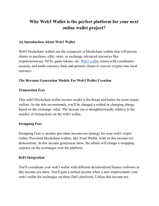 Why Web3 Wallet is the perfect platform for your next online wallet project