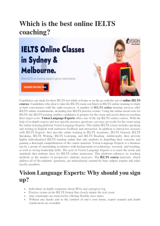 Which is the best online IELTS coaching