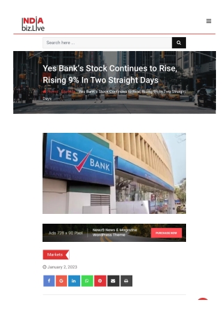 Yes Bank's Stock Continues to Rise, Rising 9% In Two Straight Days 