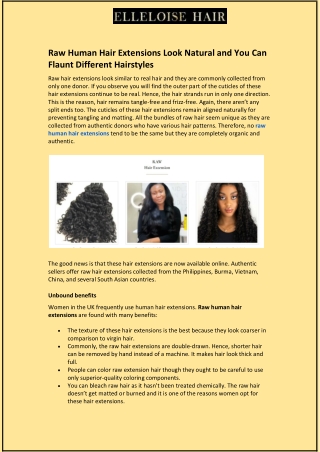 Raw Human Hair Extensions Look Natural and You Can Flaunt Different Hairstyles