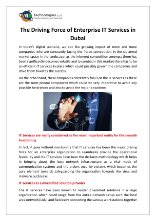 The Driving Force of Enterprise IT Services in Dubai