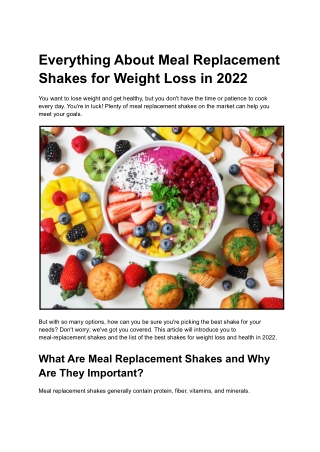 Everything About Meal Replacement Shakes for Weight Loss in 2022