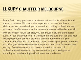 Luxury Chauffeur Melbourne