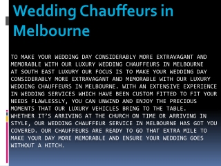 Wedding Chauffeurs in Melbourne