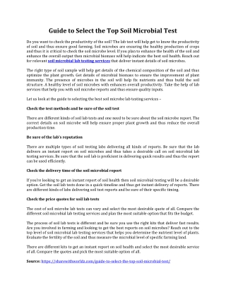 Guide to Select the Top Soil Microbial Test