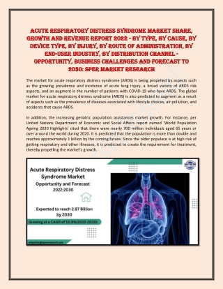 Acute Respiratory Distress Syndrome Market Share, Growth and Revenue Report 2022