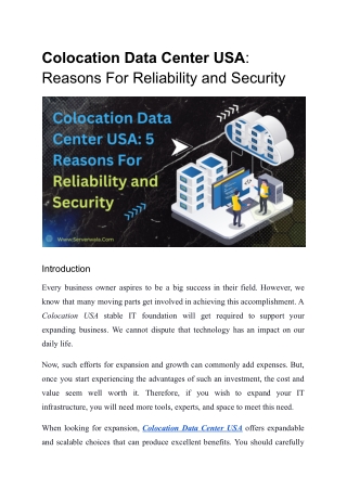 Colocation Data Center USA_ Reasons For Reliability and Security