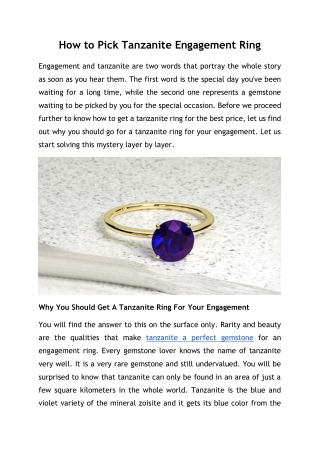 How to Pick Tanzanite Engagement Ring