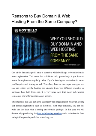 Reasons to Buy Domain & Web Hosting From the Same Company?