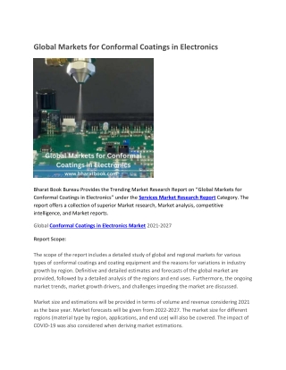 Global Markets for Conformal Coatings in Electronics