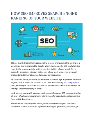 HOW SEO IMPROVES SEARCH ENGINE RANKING OF YOUR WEBSITE