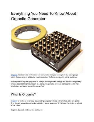 Everything You Need To Know About Orgonite Generator