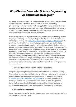 Why Choose Computer Science Engineering As a Graduation degree