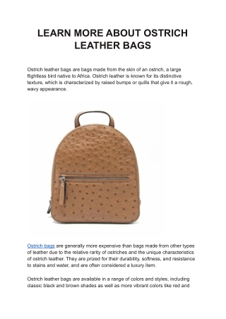 LEARN MORE ABOUT OSTRICH LEATHER BAGS