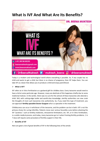 What Is IVF And What Are Its Benefits?