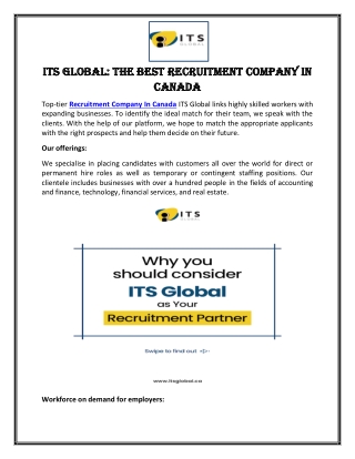 ITS Global: The Best Recruitment Company In Canada