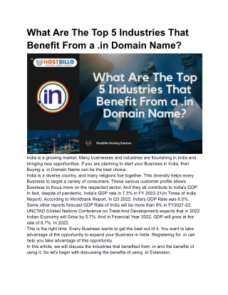 What Are Top 5 Industries That Benefited From a .in Domain Name_